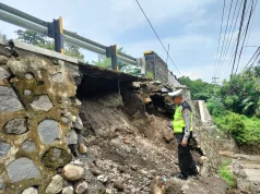 Belum lama Selesa Dinding Penahan Jembatan Alasbuluh di Jalur Pantura Banyuwangi Ambrol