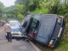 Mobil Patroli Satlantas Polresta Banyuwangi Alami Kecelakaan